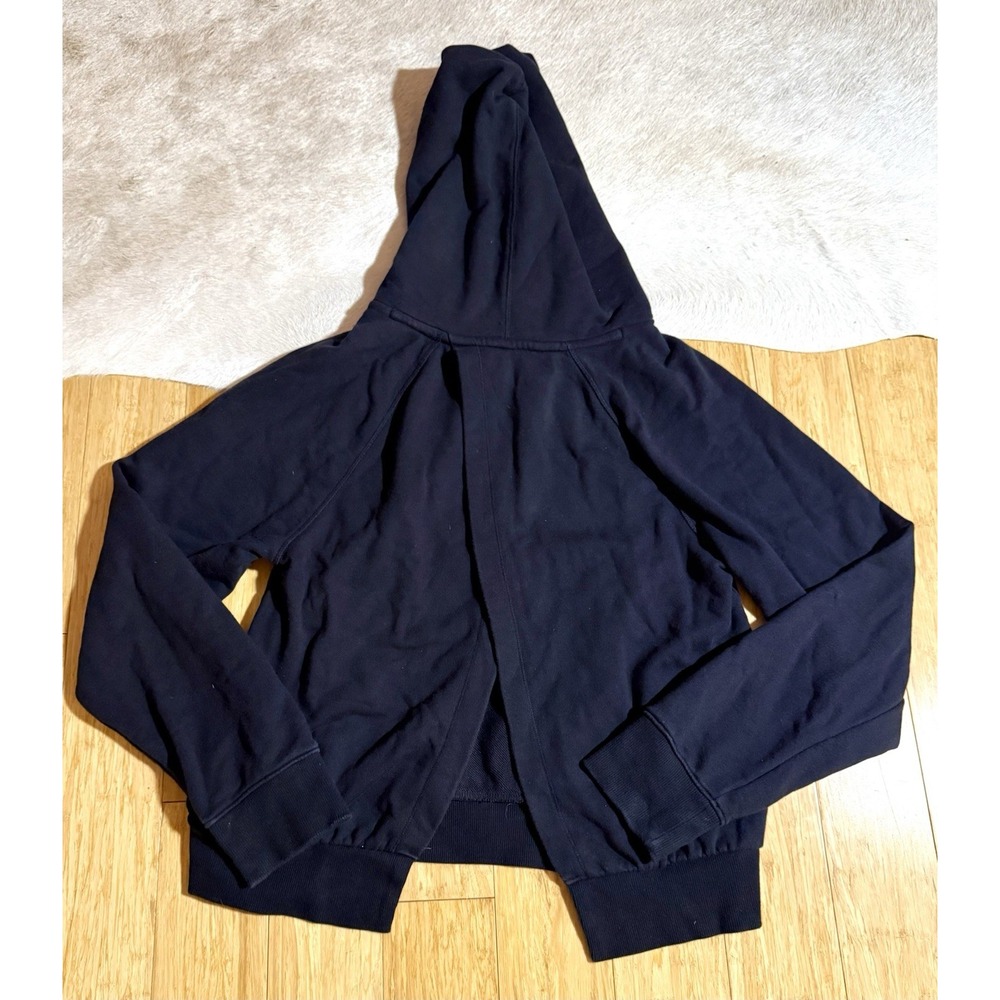Athleta Moonrise Split Open Back Hoodie Black Women Size Medium Kangaroo‎ Pocket - Picture 6 of 6